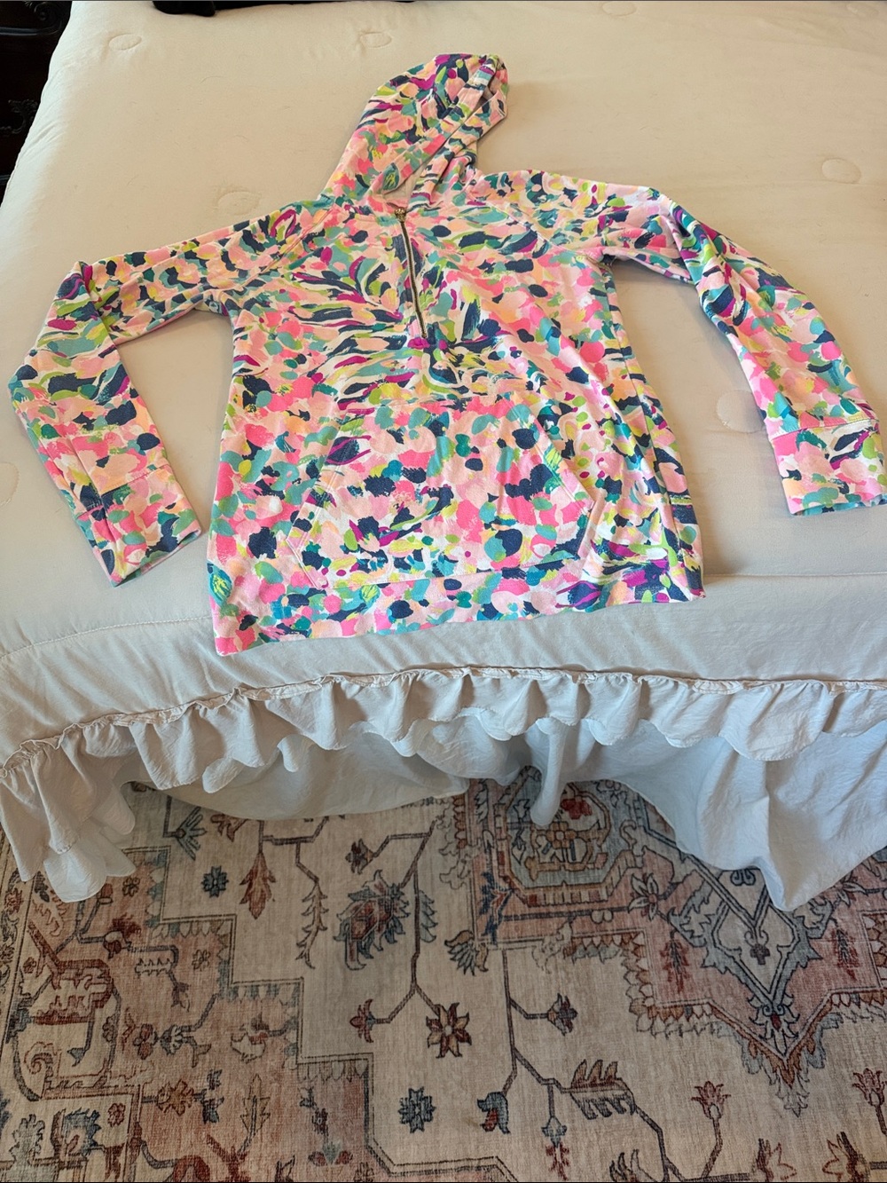 Lilly Pulitzer half zip hooded thin sweater